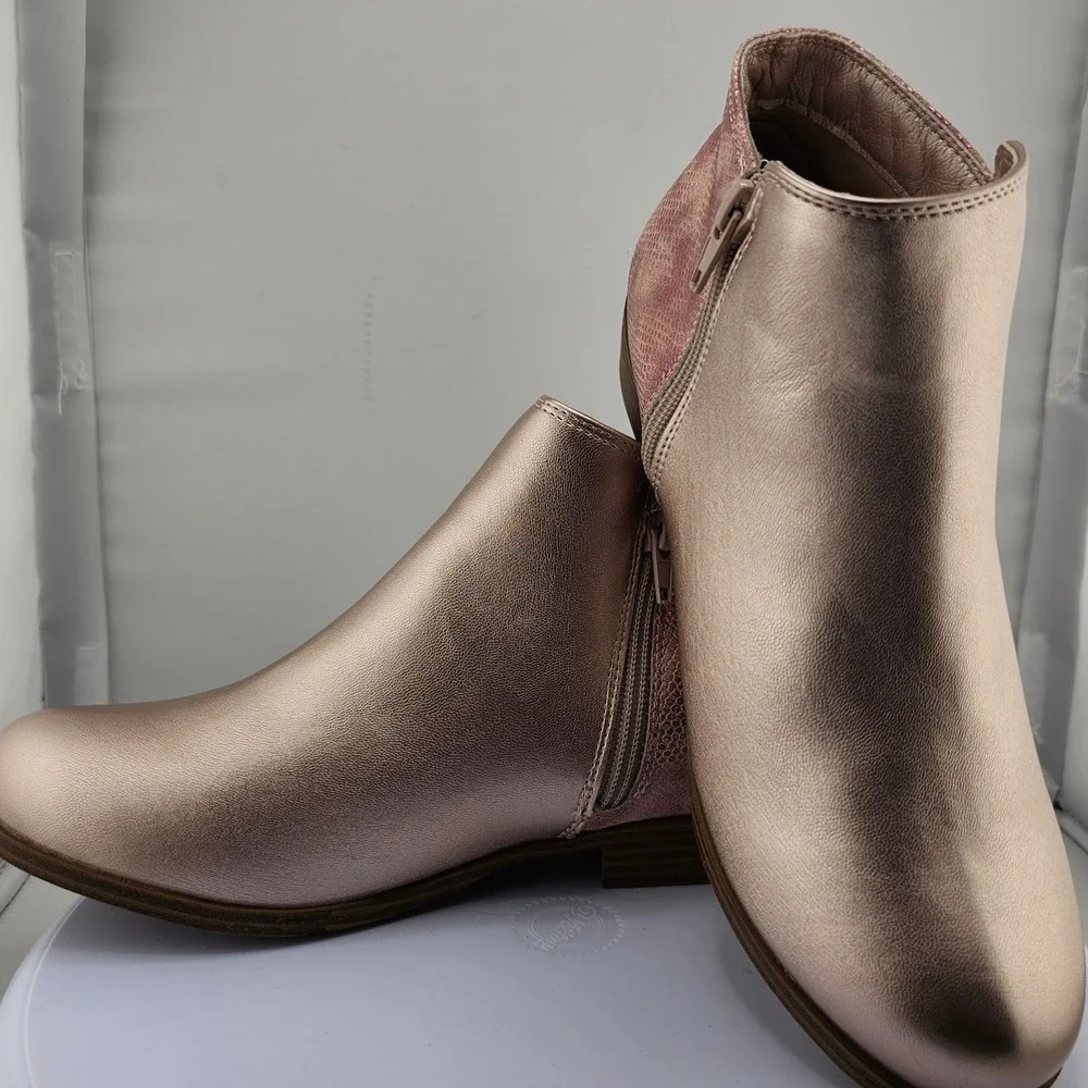Mia‎ Girl's Ankle Boots Size 6M Rose Gold Snake Print Zipper Casual Shoes New